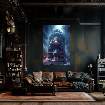 Post-Apocalyptic Train Poster – Winterborn Thunderheart | Awe-Inspiring Wall Art for Sci-Fi & Fantasy Train Enthusiasts | Unique and Exclusive Artwork