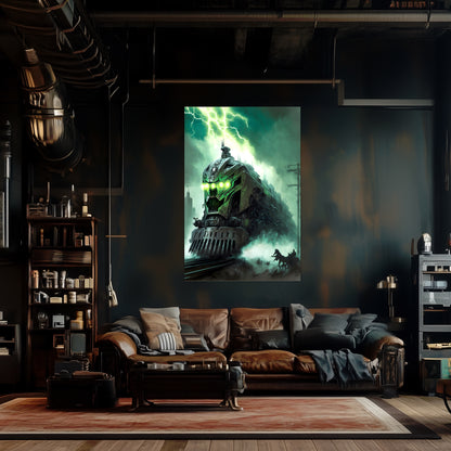 Zombie Train Poster – Hellforge Executor | Awe-Inspiring Wall Art for Sci-Fi & Fantasy Train Enthusiasts | Unique and Exclusive Artwork