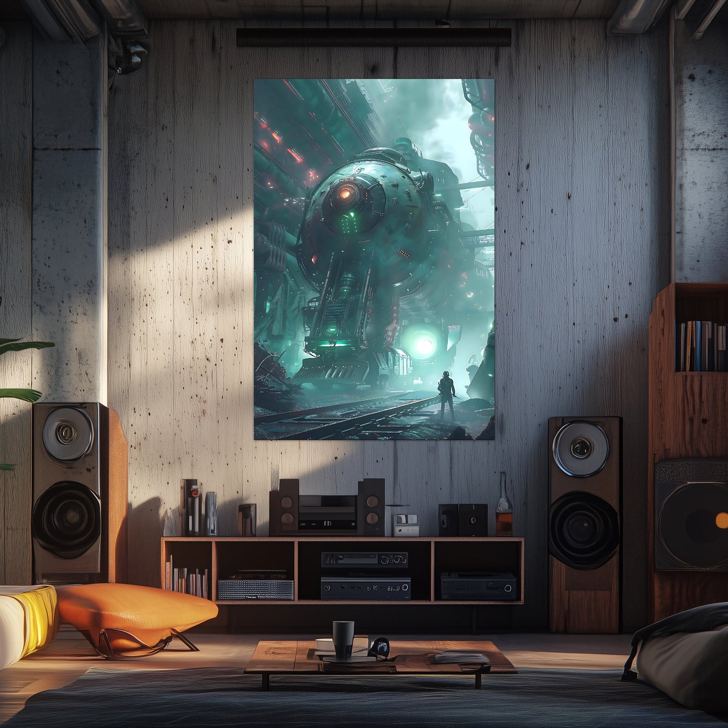 Cyberpunk Train Poster – Epitome One | Awe-Inspiring Wall Art for Sci-Fi & Fantasy Train Enthusiasts | Unique and Exclusive Artwork