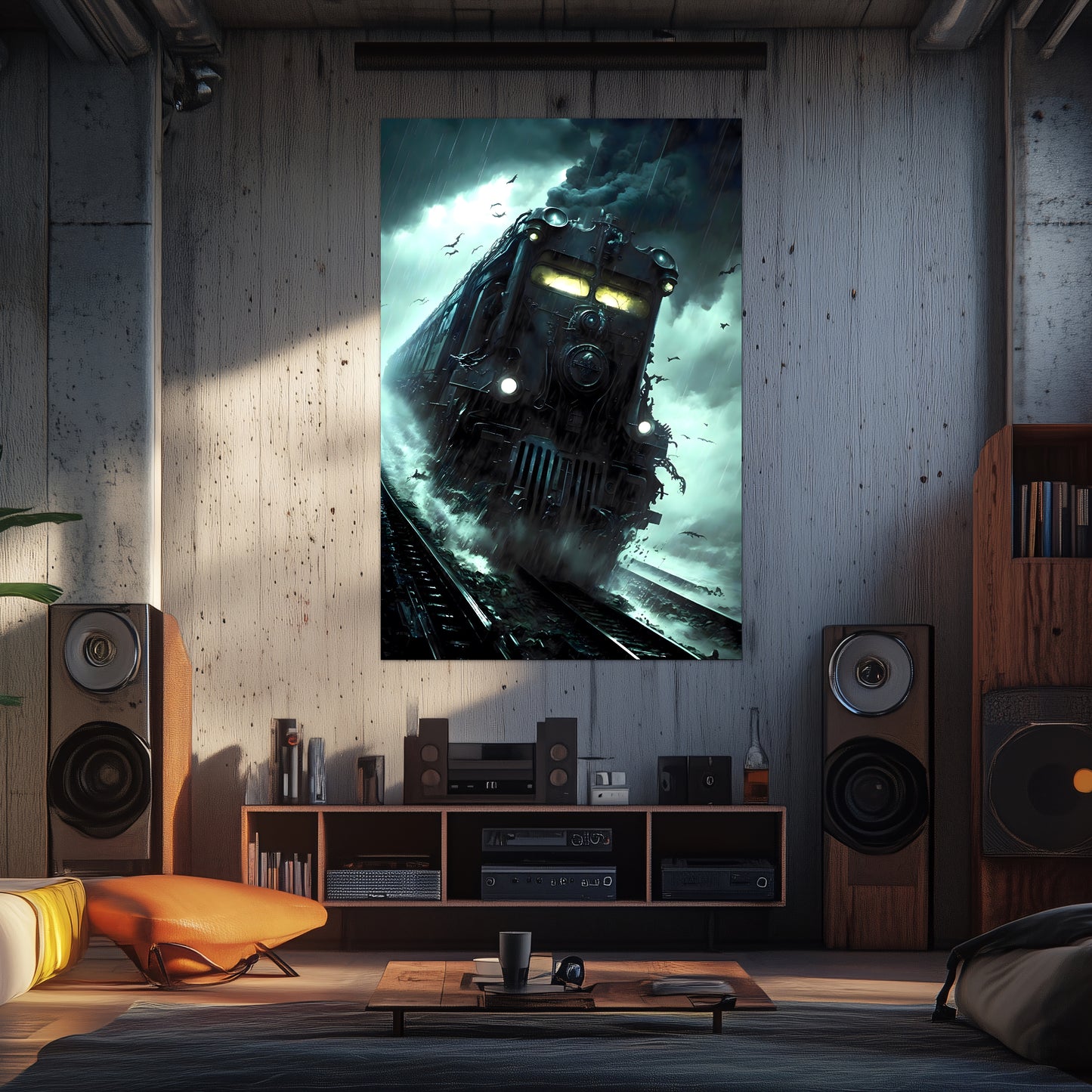 Zombie Train Poster – The Grim Hauler | Awe-Inspiring Wall Art for Sci-Fi & Fantasy Train Enthusiasts | Unique and Exclusive Artwork