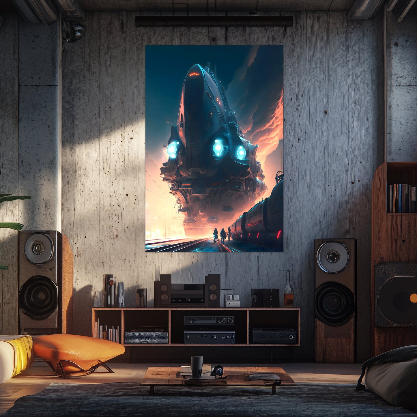Cyberpunk Train Poster – Hyperion Elysian Metrocore | Awe-Inspiring Wall Art for Sci-Fi & Fantasy Train Enthusiasts | Unique and Exclusive Artwork