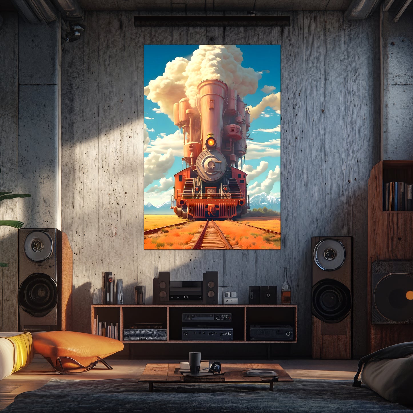 Steampunk Train Poster – Buffalo | Awe-Inspiring Wall Art for Sci-Fi & Fantasy Train Enthusiasts | Unique and Exclusive Artwork