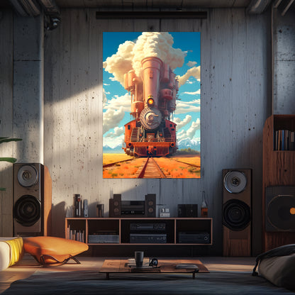 Steampunk Train Poster – Buffalo | Awe-Inspiring Wall Art for Sci-Fi & Fantasy Train Enthusiasts | Unique and Exclusive Artwork