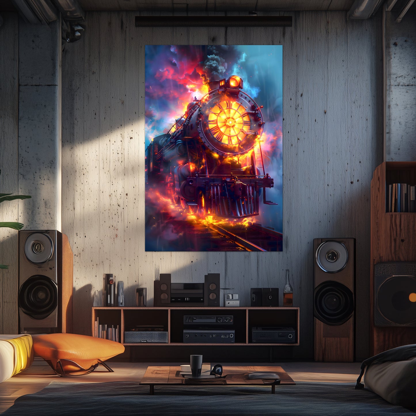 Steampunk Train Poster – Eternal Engine | Awe-Inspiring Wall Art for Sci-Fi & Fantasy Train Enthusiasts | Unique and Exclusive Artwork