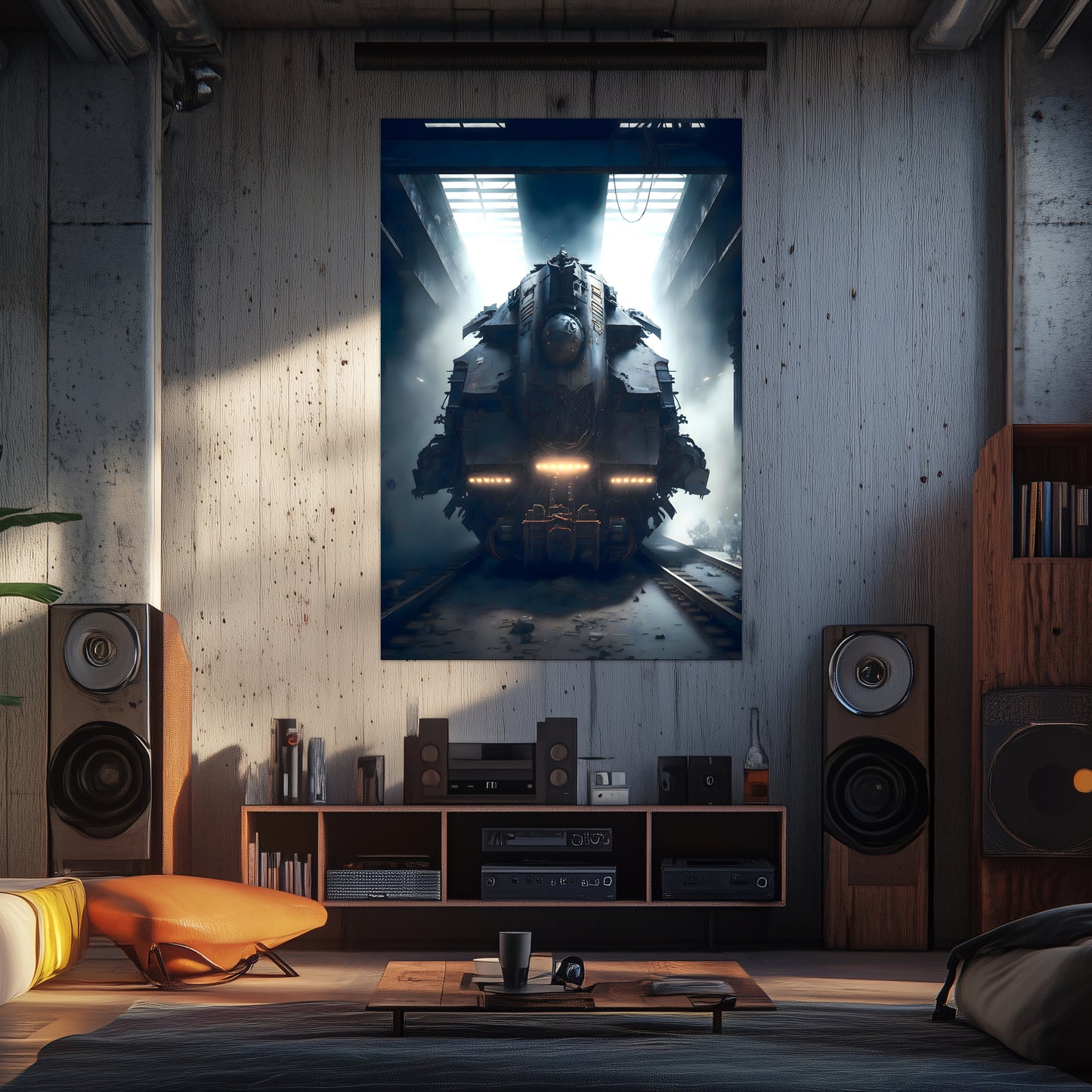 Diesel Train Poster – Aeternum Custos | Awe-Inspiring Wall Art for Sci-Fi & Fantasy Train Enthusiasts | Unique and Exclusive Artwork