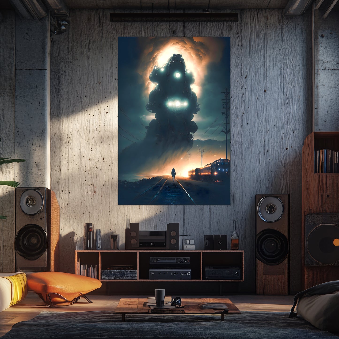 Post-Apocalyptic Train Poster – The Unyielding Monolith | Awe-Inspiring Wall Art for Sci-Fi & Fantasy Train Enthusiasts | Unique and Exclusive Artwork