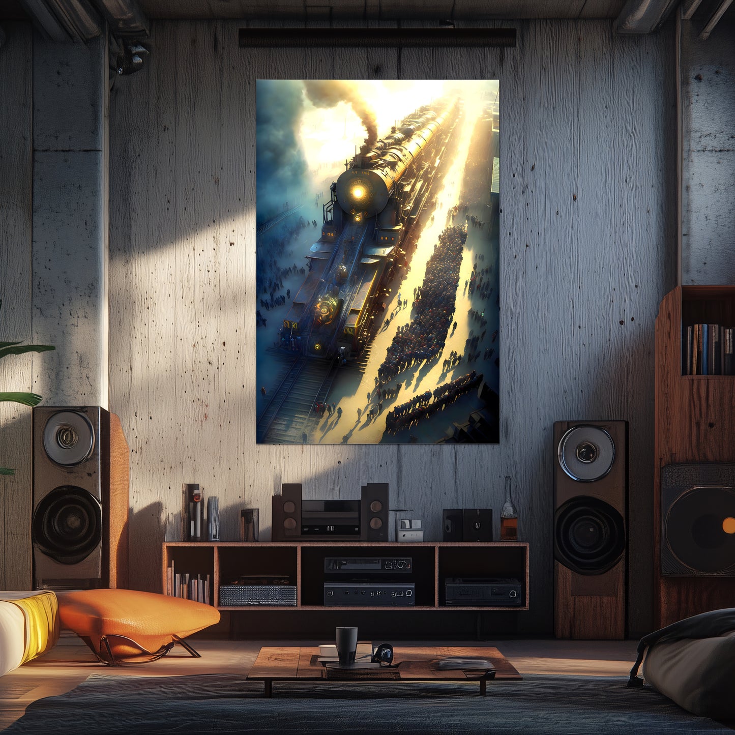 Steampunk Train Poster – Behemoth Boy | Awe-Inspiring Wall Art for Sci-Fi & Fantasy Train Enthusiasts | Unique and Exclusive Artwork