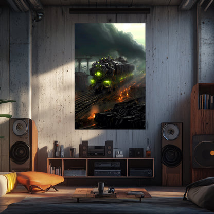 Zombie Train Poster – Dreadcrave Collector | Awe-Inspiring Wall Art for Sci-Fi & Fantasy Train Enthusiasts | Unique and Exclusive Artwork