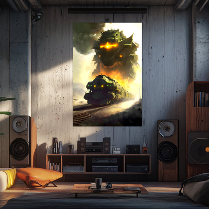 Fantasy Train Poster – Viridian Wyrmhauler | Awe-Inspiring Wall Art for Sci-Fi & Fantasy Train Enthusiasts | Unique and Exclusive Artwork