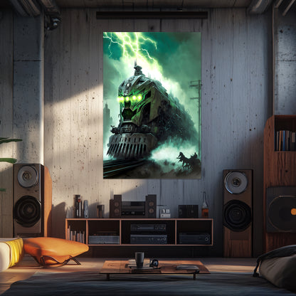 Zombie Train Poster – Hellforge Executor | Awe-Inspiring Wall Art for Sci-Fi & Fantasy Train Enthusiasts | Unique and Exclusive Artwork