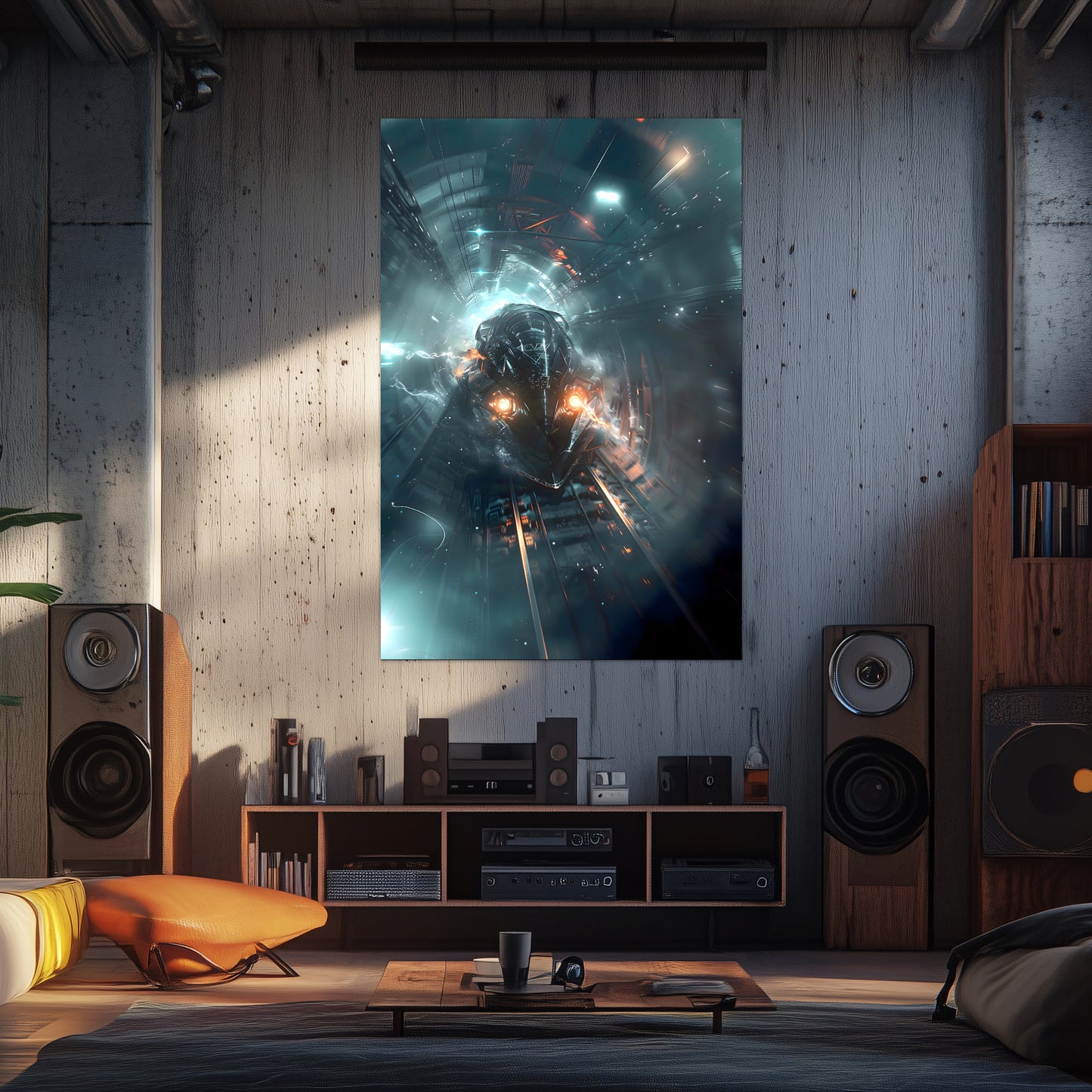 Cyberpunk Train Poster – Nightblade Crusader | Awe-Inspiring Wall Art for Sci-Fi & Fantasy Train Enthusiasts | Unique and Exclusive Artwork