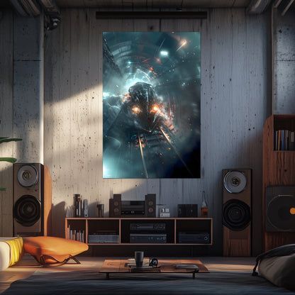 Cyberpunk Train Poster – Nightblade Crusader | Awe-Inspiring Wall Art for Sci-Fi & Fantasy Train Enthusiasts | Unique and Exclusive Artwork