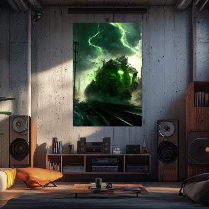 Zombie Train Poster – Wraithstorm Oppressor | Awe-Inspiring Wall Art for Sci-Fi & Fantasy Train Enthusiasts | Unique and Exclusive Artwork