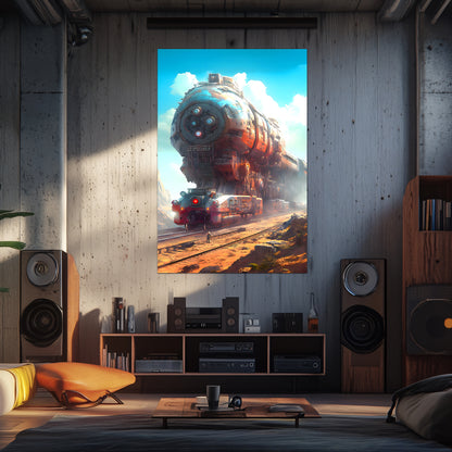 Post-Apocalyptic Train Poster – Arcanum Carrier | Awe-Inspiring Wall Art for Sci-Fi & Fantasy Train Enthusiasts | Unique and Exclusive Artwork
