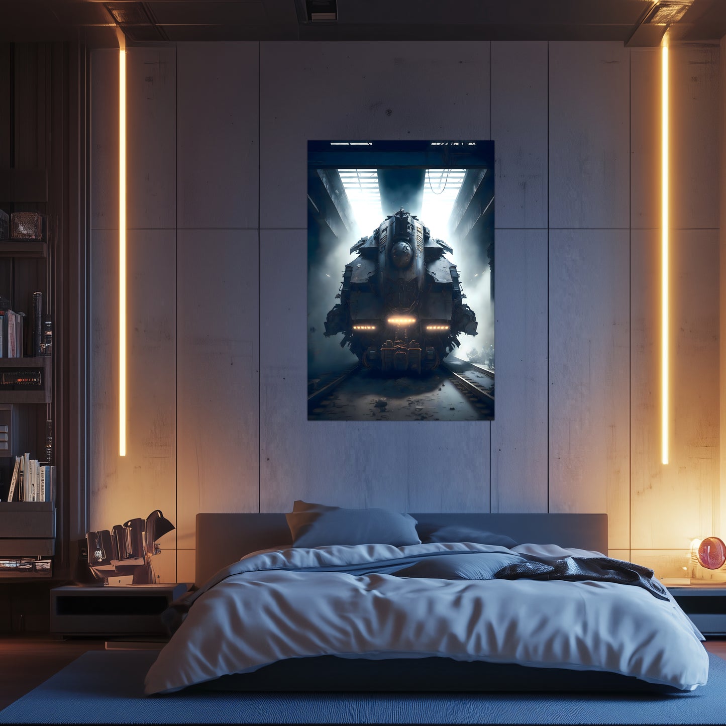 Diesel Train Poster – Aeternum Custos | Awe-Inspiring Wall Art for Sci-Fi & Fantasy Train Enthusiasts | Unique and Exclusive Artwork