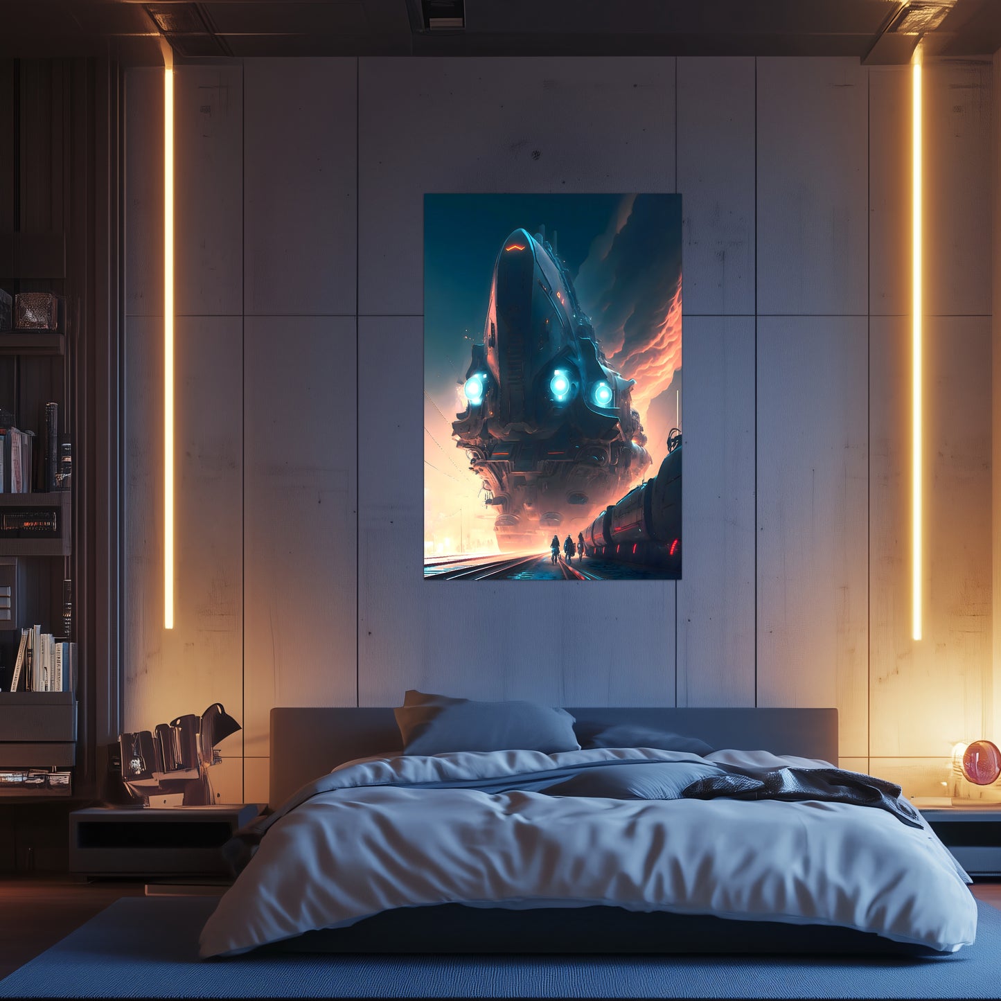 Cyberpunk Train Poster – Hyperion Elysian Metrocore | Awe-Inspiring Wall Art for Sci-Fi & Fantasy Train Enthusiasts | Unique and Exclusive Artwork