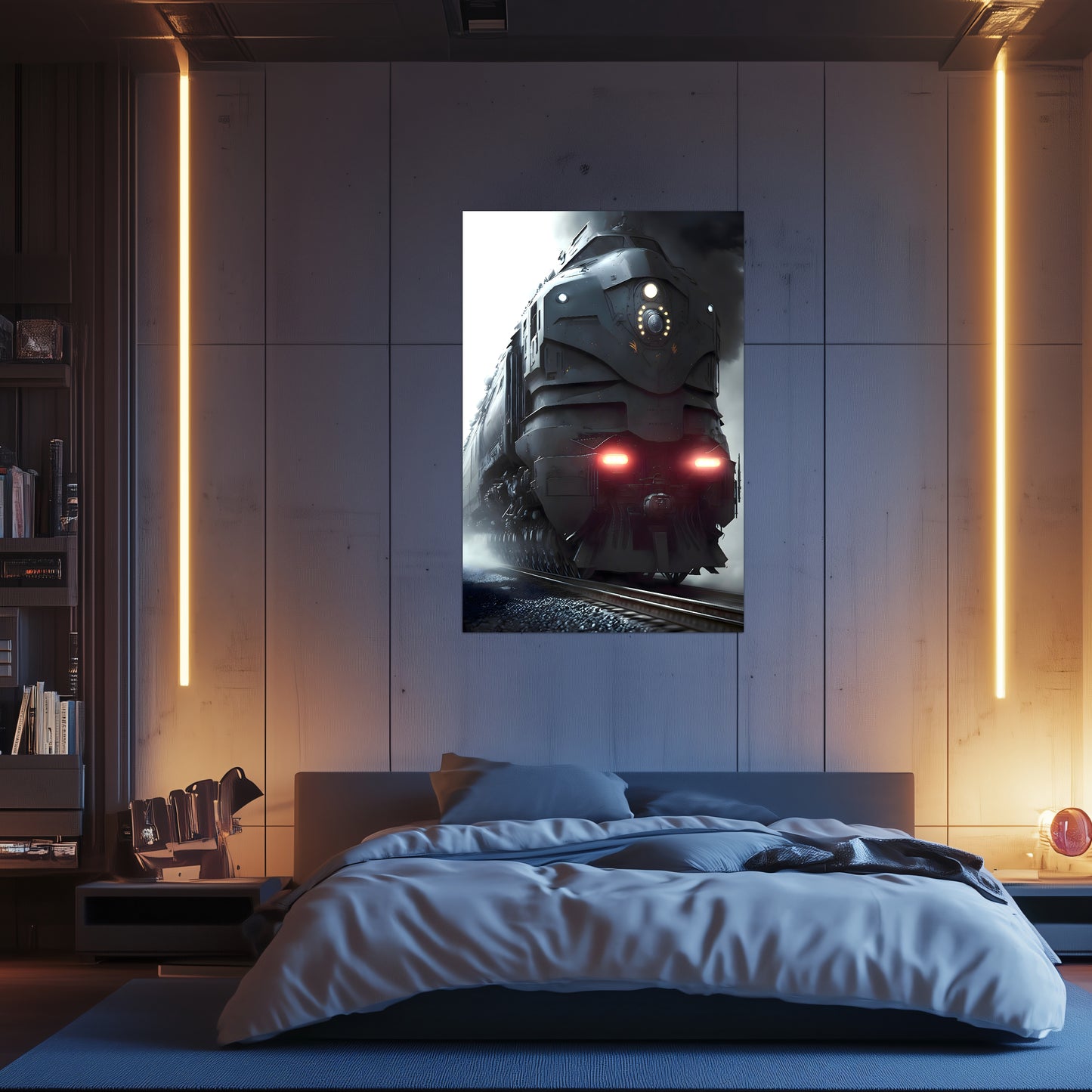 Dystopia Train Poster – Grimbringer Thunderclad | Awe-Inspiring Wall Art for Sci-Fi & Fantasy Train Enthusiasts | Unique and Exclusive Artwork