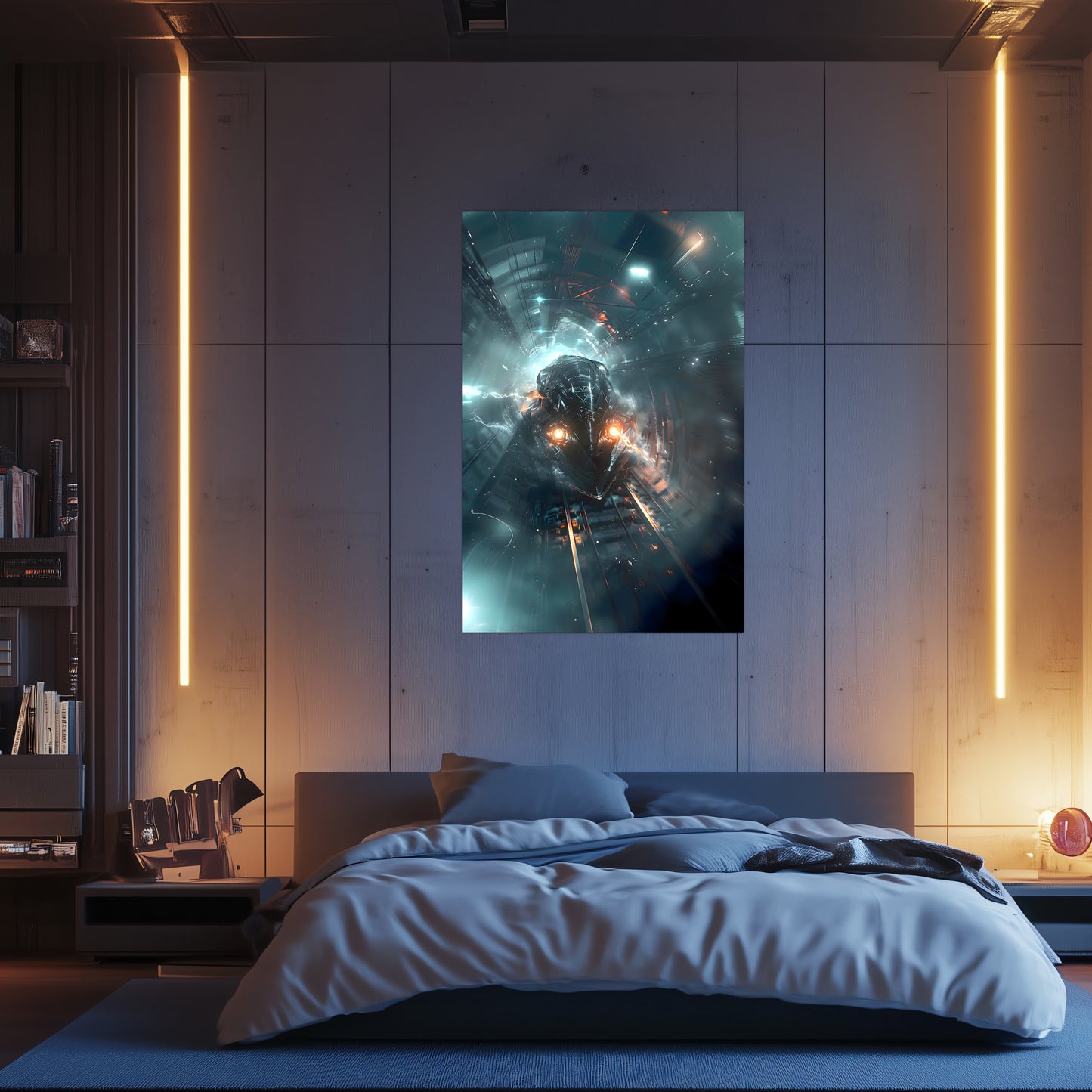 Cyberpunk Train Poster – Nightblade Crusader | Awe-Inspiring Wall Art for Sci-Fi & Fantasy Train Enthusiasts | Unique and Exclusive Artwork
