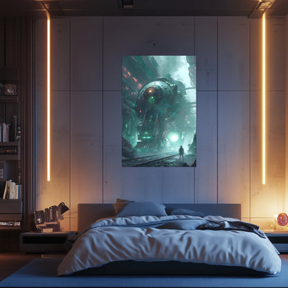 Cyberpunk Train Poster – Epitome One | Awe-Inspiring Wall Art for Sci-Fi & Fantasy Train Enthusiasts | Unique and Exclusive Artwork