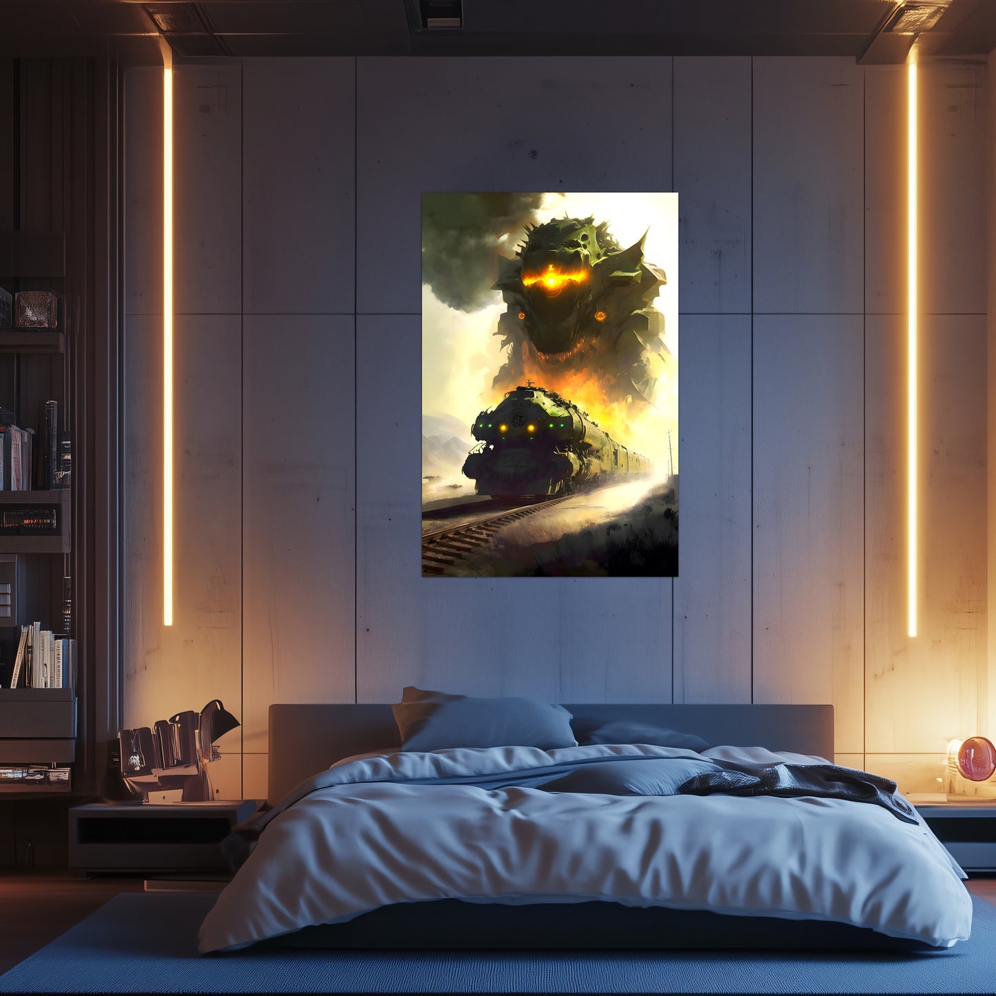 Fantasy Train Poster – Viridian Wyrmhauler | Awe-Inspiring Wall Art for Sci-Fi & Fantasy Train Enthusiasts | Unique and Exclusive Artwork