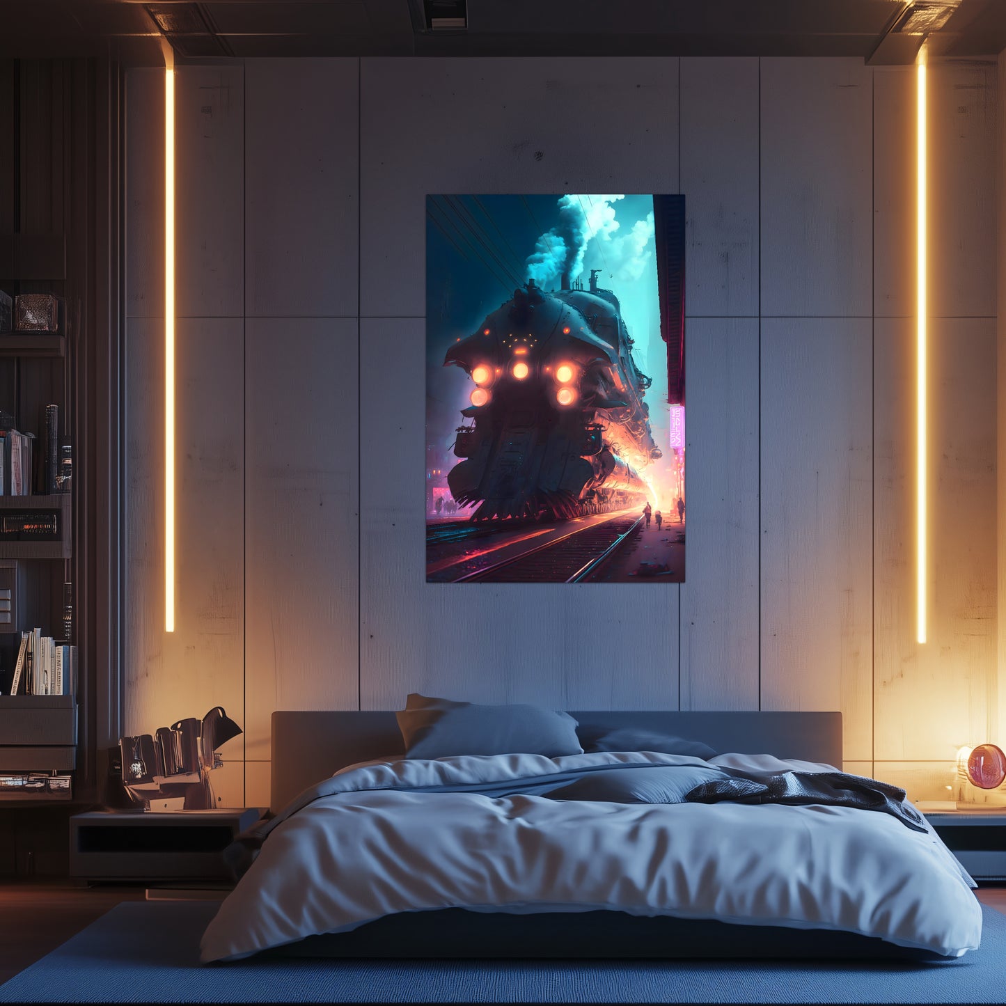 Cyberpunk Train Poster – Chromeshell Nightcrawler | Awe-Inspiring Wall Art for Sci-Fi & Fantasy Train Enthusiasts | Unique and Exclusive Artwork
