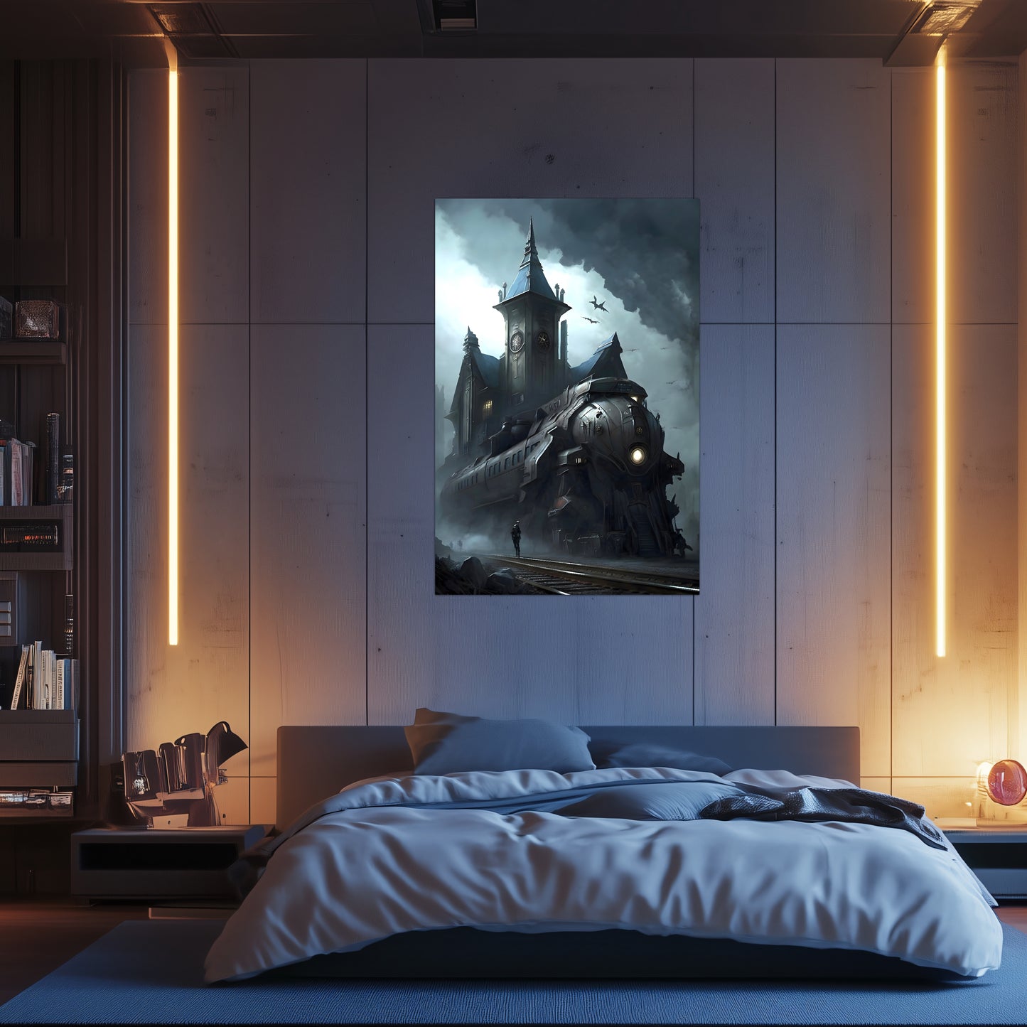 Fantasy Train Poster – Darkmist Phantom | Awe-Inspiring Wall Art for Sci-Fi & Fantasy Train Enthusiasts | Unique and Exclusive Artwork