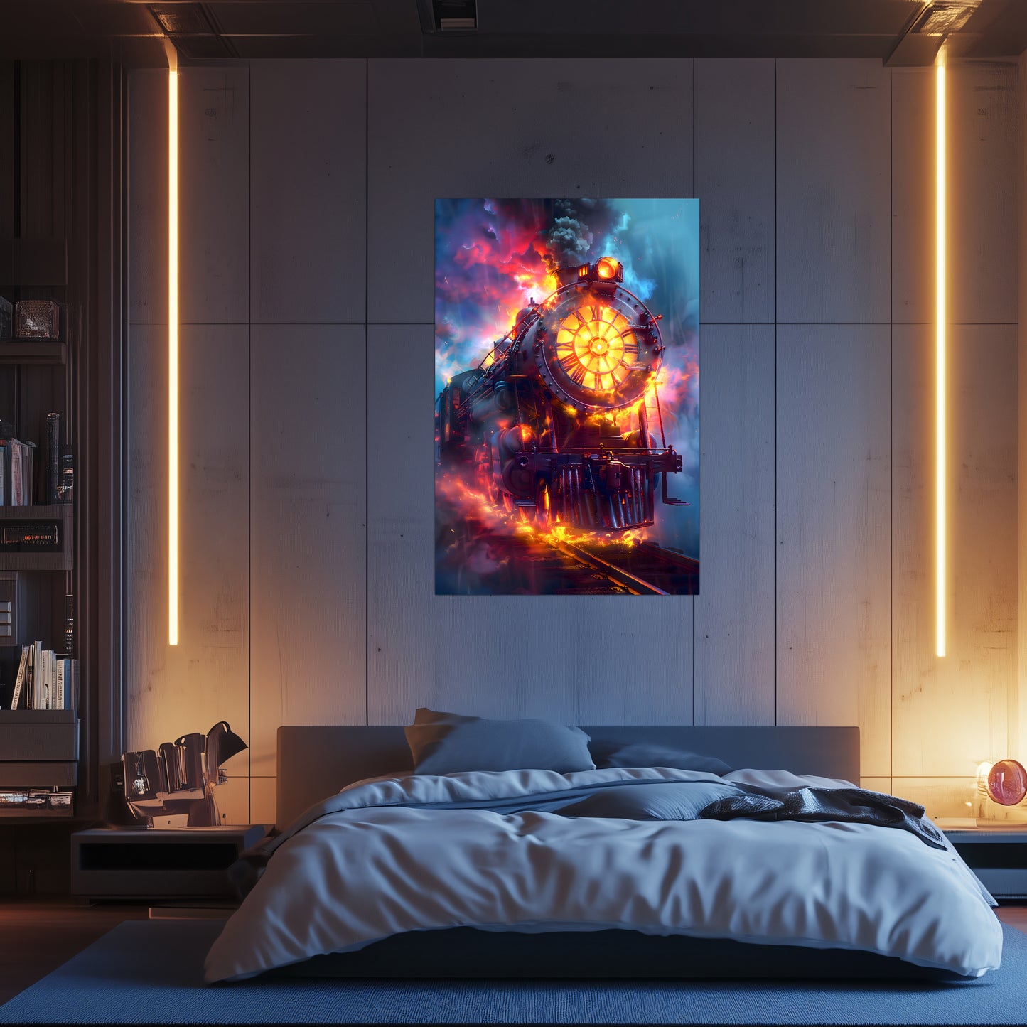 Steampunk Train Poster – Eternal Engine | Awe-Inspiring Wall Art for Sci-Fi & Fantasy Train Enthusiasts | Unique and Exclusive Artwork