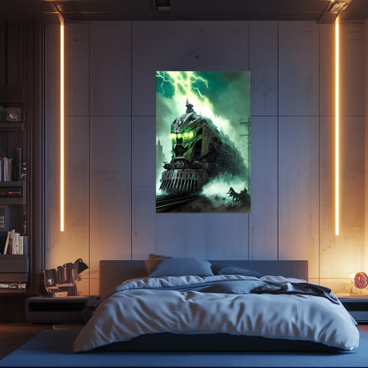 Zombie Train Poster – Hellforge Executor | Awe-Inspiring Wall Art for Sci-Fi & Fantasy Train Enthusiasts | Unique and Exclusive Artwork