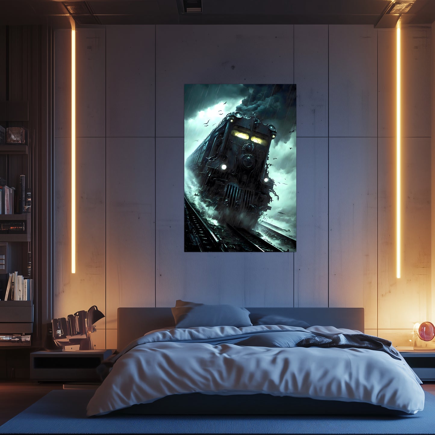 Zombie Train Poster – The Grim Hauler | Awe-Inspiring Wall Art for Sci-Fi & Fantasy Train Enthusiasts | Unique and Exclusive Artwork