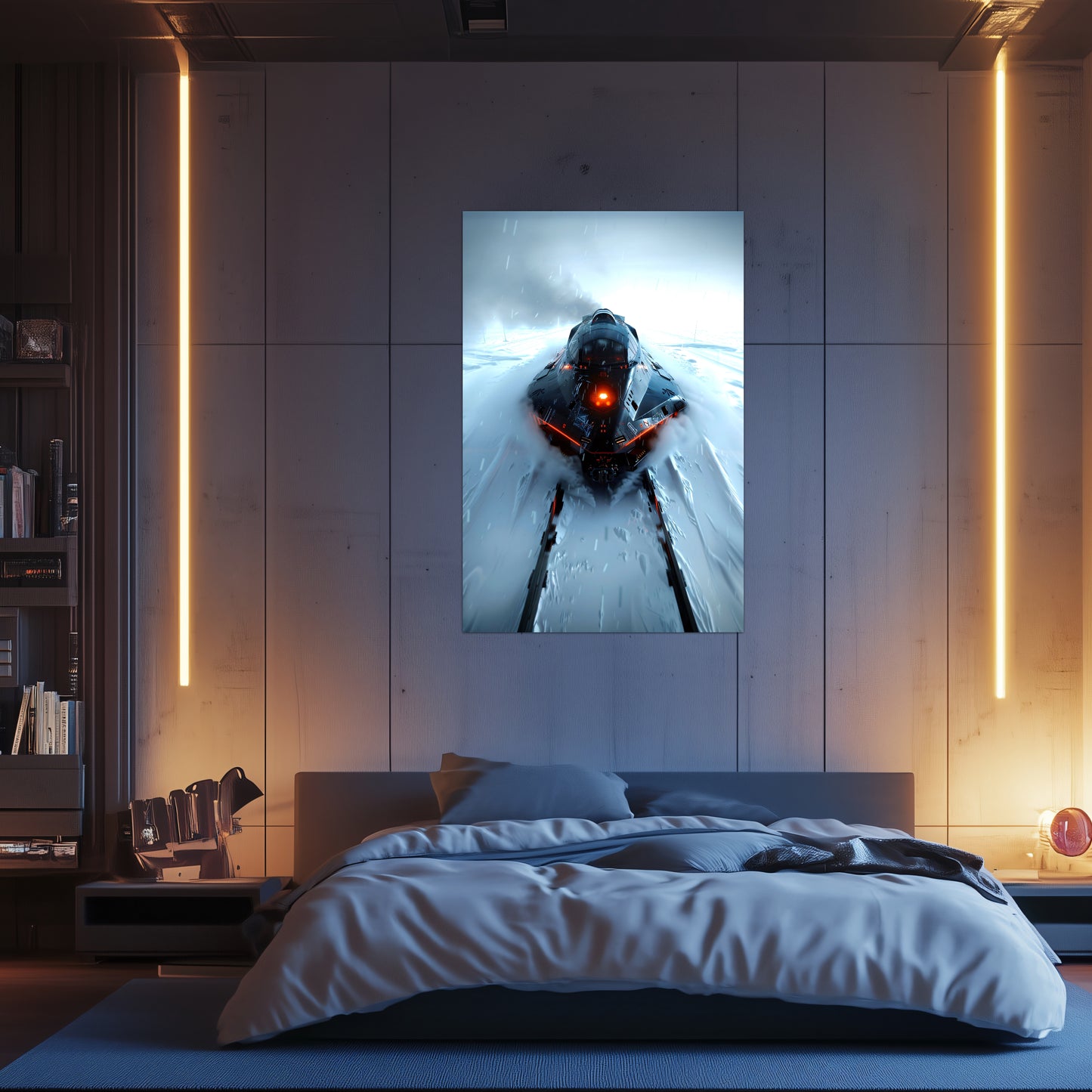 Cyberpunk Train Poster – The Demon's Dagger | Awe-Inspiring Wall Art for Sci-Fi & Fantasy Train Enthusiasts | Unique and Exclusive Artwork