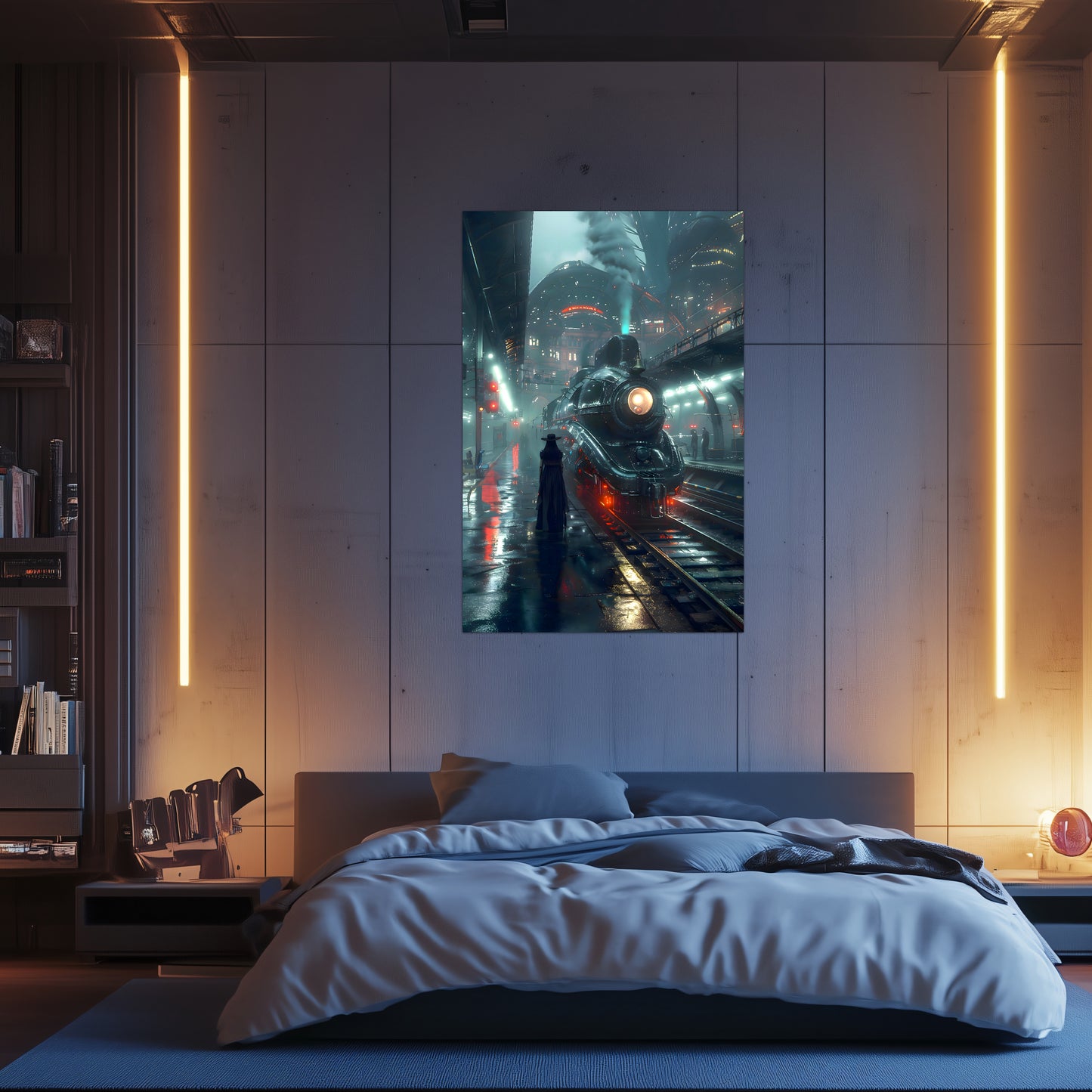 Dystopia Train Poster – Solarwind Express | Awe-Inspiring Wall Art for Sci-Fi & Fantasy Train Enthusiasts | Unique and Exclusive Artwork