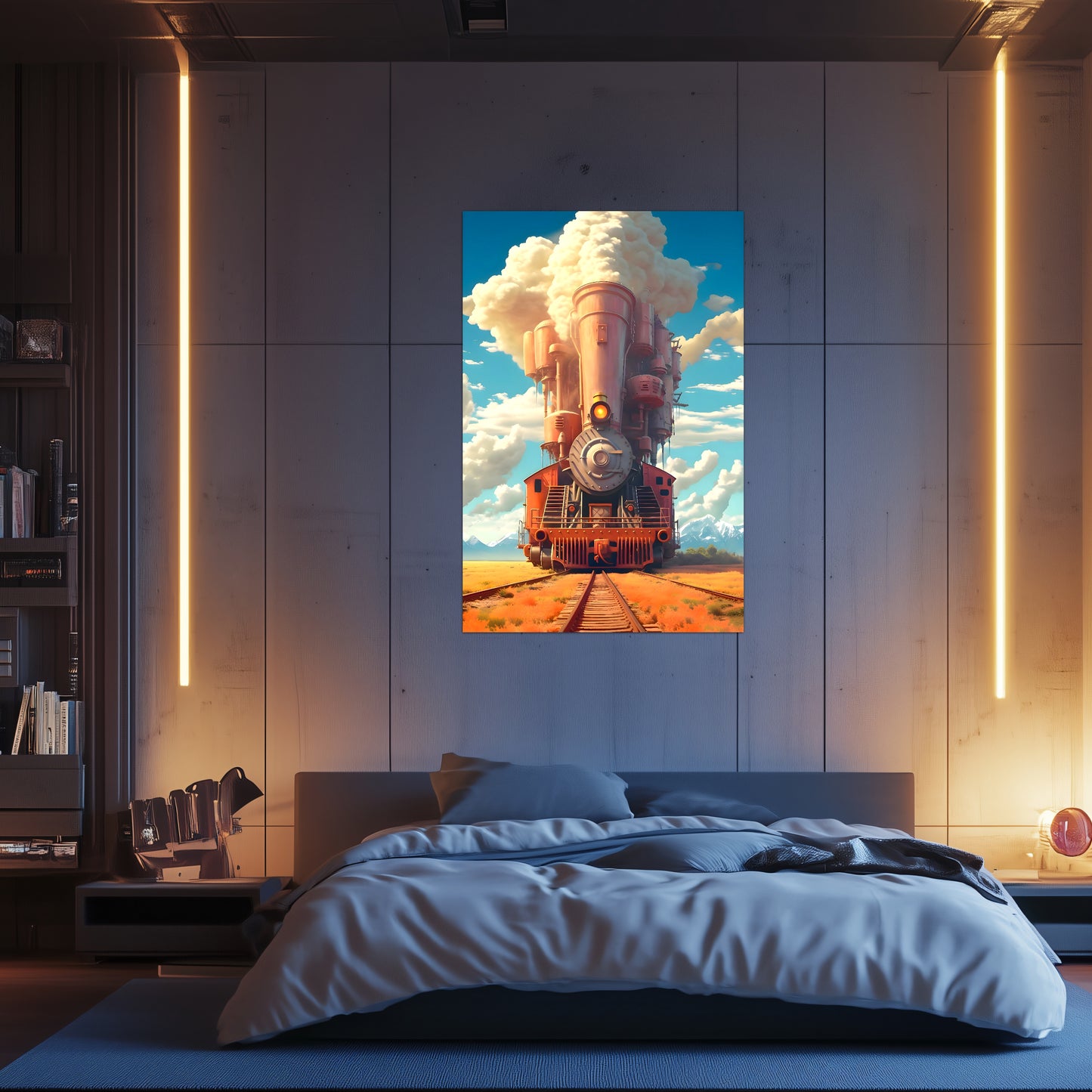 Steampunk Train Poster – Buffalo | Awe-Inspiring Wall Art for Sci-Fi & Fantasy Train Enthusiasts | Unique and Exclusive Artwork