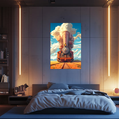 Steampunk Train Poster – Buffalo | Awe-Inspiring Wall Art for Sci-Fi & Fantasy Train Enthusiasts | Unique and Exclusive Artwork