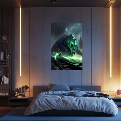 Zombie Train Poster – Darkclad Adjudicator | Awe-Inspiring Wall Art for Sci-Fi & Fantasy Train Enthusiasts | Unique and Exclusive Artwork