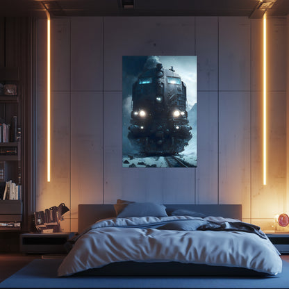 Diesel Train Poster – Frostbreaker Jugger | Awe-Inspiring Wall Art for Sci-Fi & Fantasy Train Enthusiasts | Unique and Exclusive Artwork