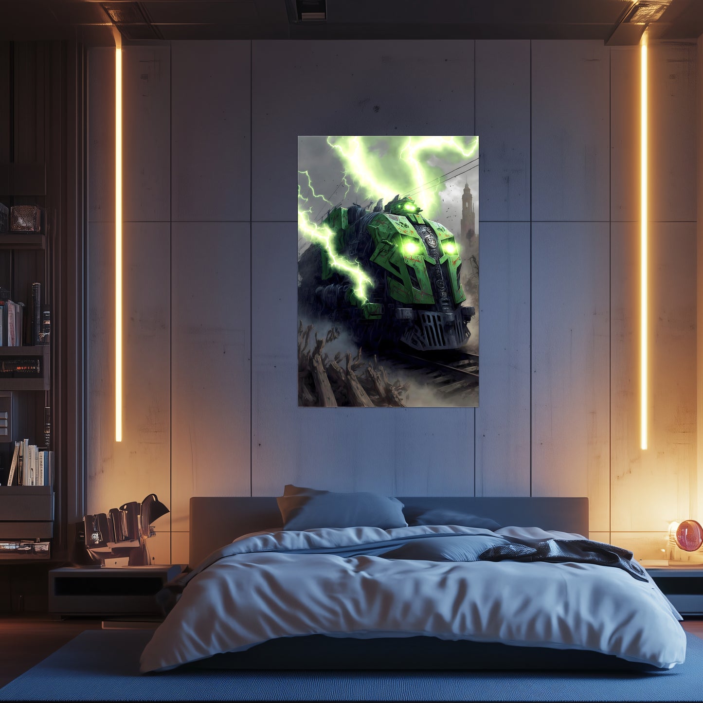 Zombie Train Poster – Shadowbane Revenant | Awe-Inspiring Wall Art for Sci-Fi & Fantasy Train Enthusiasts | Unique and Exclusive Artwork