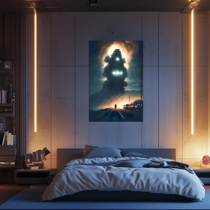 Post-Apocalyptic Train Poster – The Unyielding Monolith | Awe-Inspiring Wall Art for Sci-Fi & Fantasy Train Enthusiasts | Unique and Exclusive Artwork
