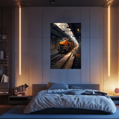 Diesel Train Poster – Blazerush Hauler | Awe-Inspiring Wall Art for Sci-Fi & Fantasy Train Enthusiasts | Unique and Exclusive Artwork