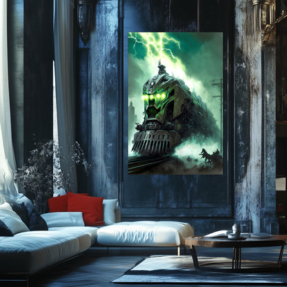 Zombie Train Poster – Hellforge Executor | Awe-Inspiring Wall Art for Sci-Fi & Fantasy Train Enthusiasts | Unique and Exclusive Artwork