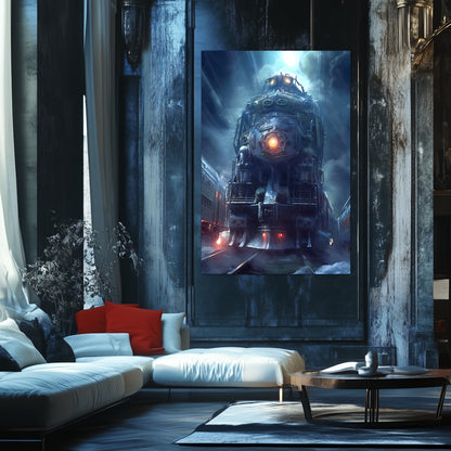 Post-Apocalyptic Train Poster – Winterborn Thunderheart | Awe-Inspiring Wall Art for Sci-Fi & Fantasy Train Enthusiasts | Unique and Exclusive Artwork