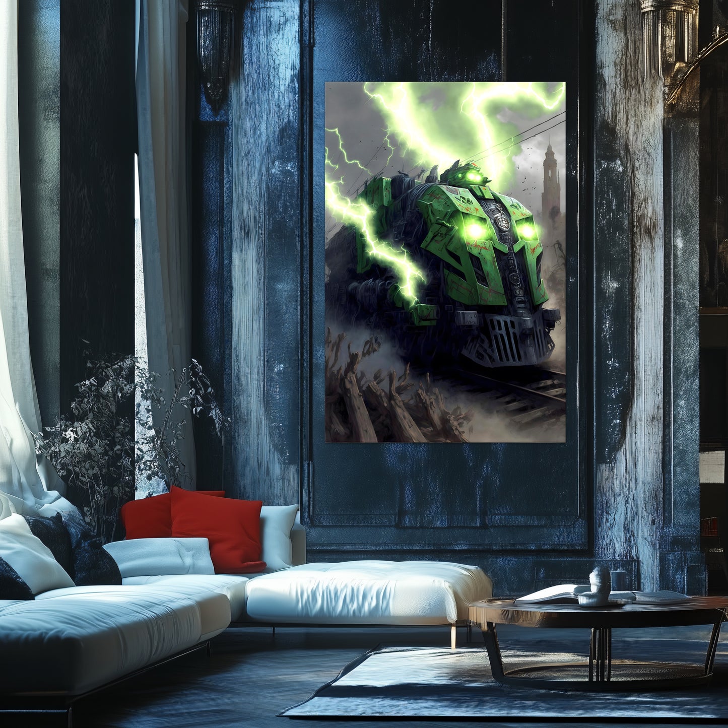 Zombie Train Poster – Shadowbane Revenant | Awe-Inspiring Wall Art for Sci-Fi & Fantasy Train Enthusiasts | Unique and Exclusive Artwork
