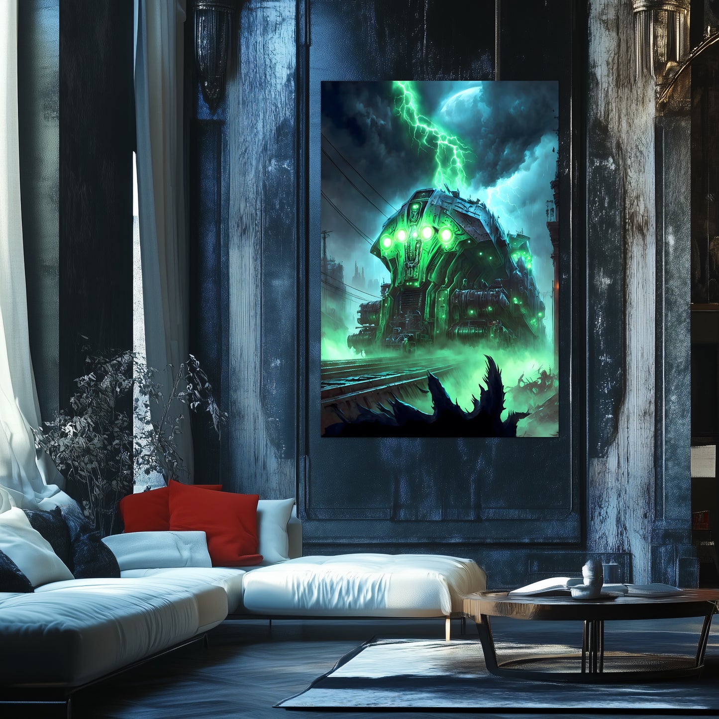 Zombie Train Poster – The Warp Architect | Awe-Inspiring Wall Art for Sci-Fi & Fantasy Train Enthusiasts | Unique and Exclusive Artwork
