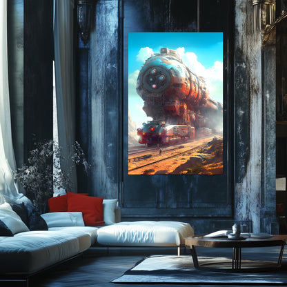 Post-Apocalyptic Train Poster – Arcanum Carrier | Awe-Inspiring Wall Art for Sci-Fi & Fantasy Train Enthusiasts | Unique and Exclusive Artwork