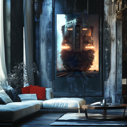 Diesel Train Poster – Warhound Mk IV | Awe-Inspiring Wall Art for Sci-Fi & Fantasy Train Enthusiasts | Unique and Exclusive Artwork