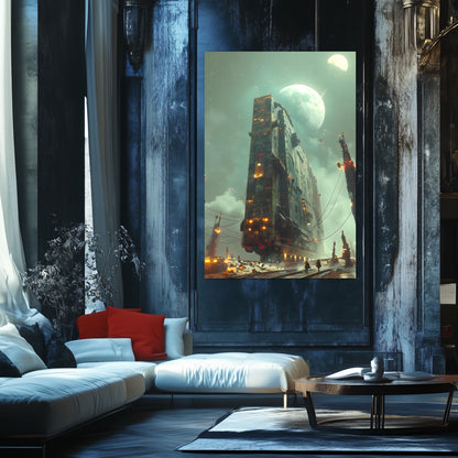 Dystopia Train Poster – The Moonbringer | Awe-Inspiring Wall Art for Sci-Fi & Fantasy Train Enthusiasts | Unique and Exclusive Artwork