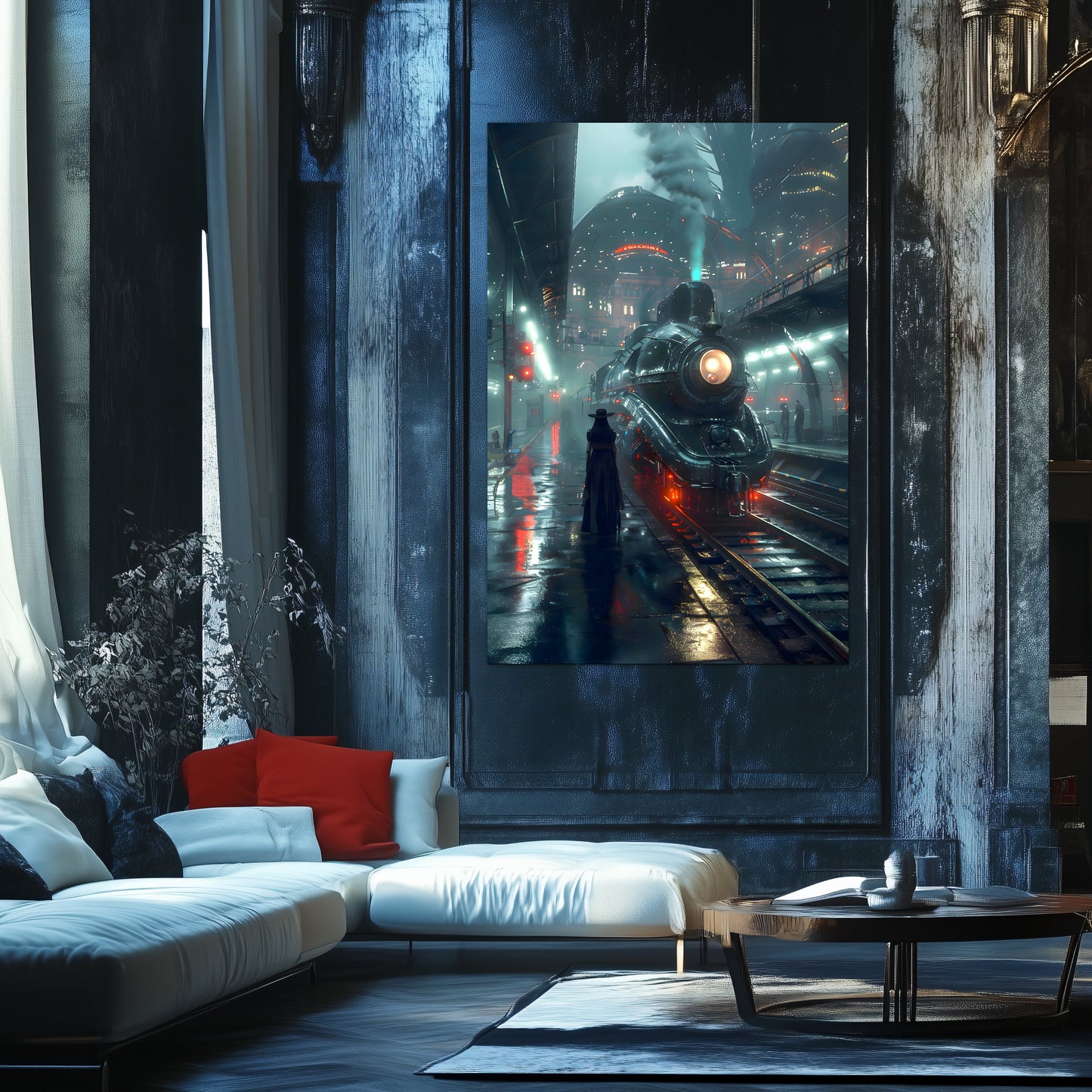 Dystopia Train Poster – Solarwind Express | Awe-Inspiring Wall Art for Sci-Fi & Fantasy Train Enthusiasts | Unique and Exclusive Artwork
