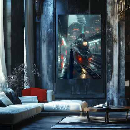 Dystopia Train Poster – Solarwind Express | Awe-Inspiring Wall Art for Sci-Fi & Fantasy Train Enthusiasts | Unique and Exclusive Artwork