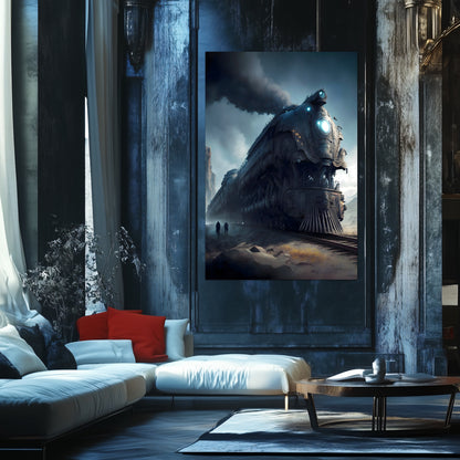 Dystopia Train Poster – Titanforge Paladin | Awe-Inspiring Wall Art for Sci-Fi & Fantasy Train Enthusiasts | Unique and Exclusive Artwork