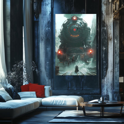 Dystopia Train Poster – Iron Predator | Awe-Inspiring Wall Art for Sci-Fi & Fantasy Train Enthusiasts | Unique and Exclusive Artwork