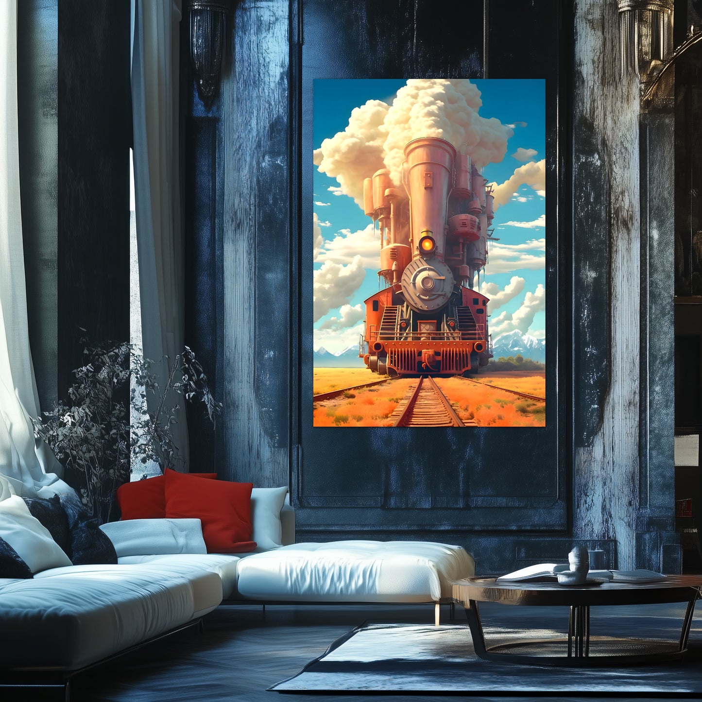 Steampunk Train Poster – Buffalo | Awe-Inspiring Wall Art for Sci-Fi & Fantasy Train Enthusiasts | Unique and Exclusive Artwork